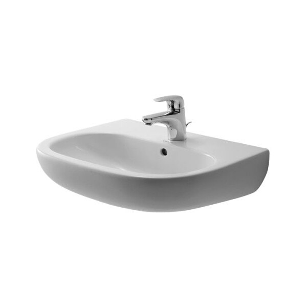 Washbasin 21" D-Code w/Overflow+Faucet Deck, 1 Faucet Hole Wh